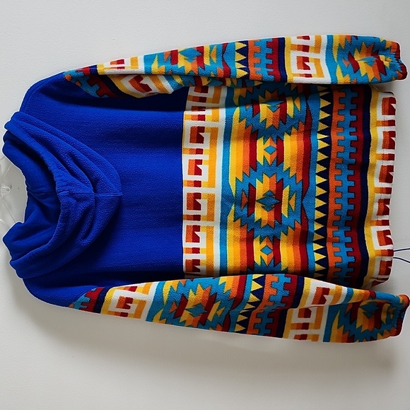 Massive Outdoor Colorful Geometric Southwestern Patterned Fleece Hoodie Large - Picture 11 of 11